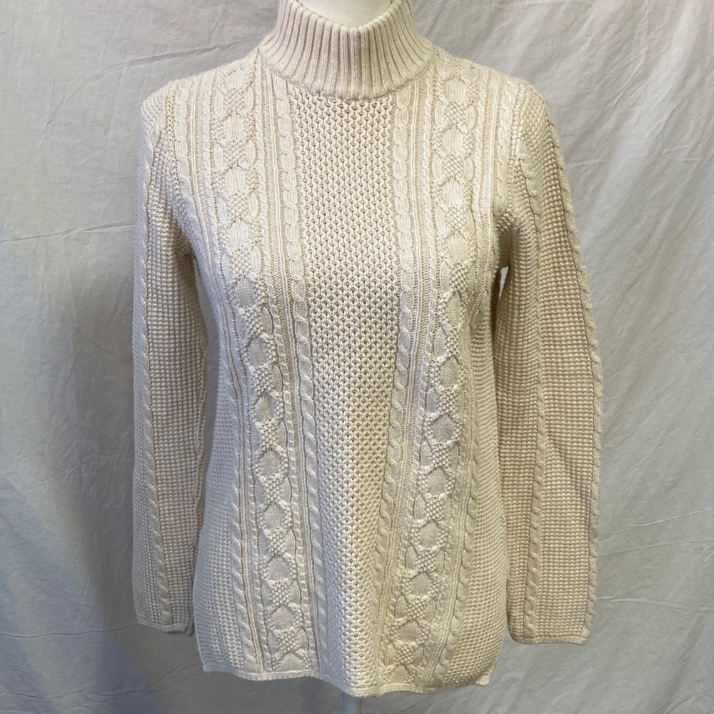 Women's Cotton Fisherman Cream Sweater